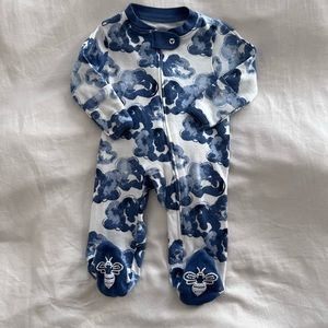 Burt’s Bees Baby Organic Zip Footie Pajamas, Blue Cloud, Newborn